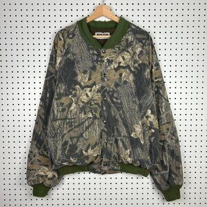 Jerzees Camo Camouflage Bomber Jacket XXL 2XL USA Made Vtg 90s Outdoor Mossy Oak